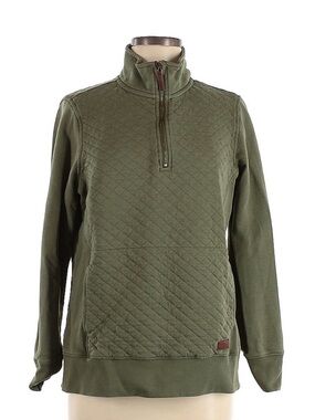 L.L. Bean Quilted Olive Green Half-Zip Pullover Sweater